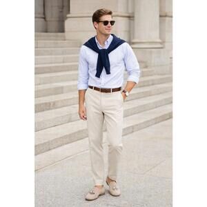 Massimo Dutti Relaxed Fit Cotton Trousers - Size 30